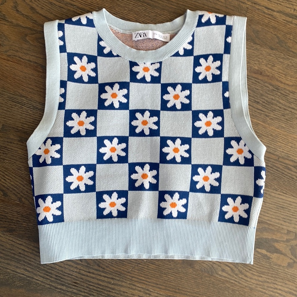 Zara Floral Crop Sweater